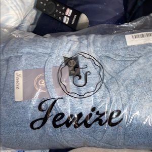 Light Blue Long-Sleeve Hooded V-Neck Pajama Set